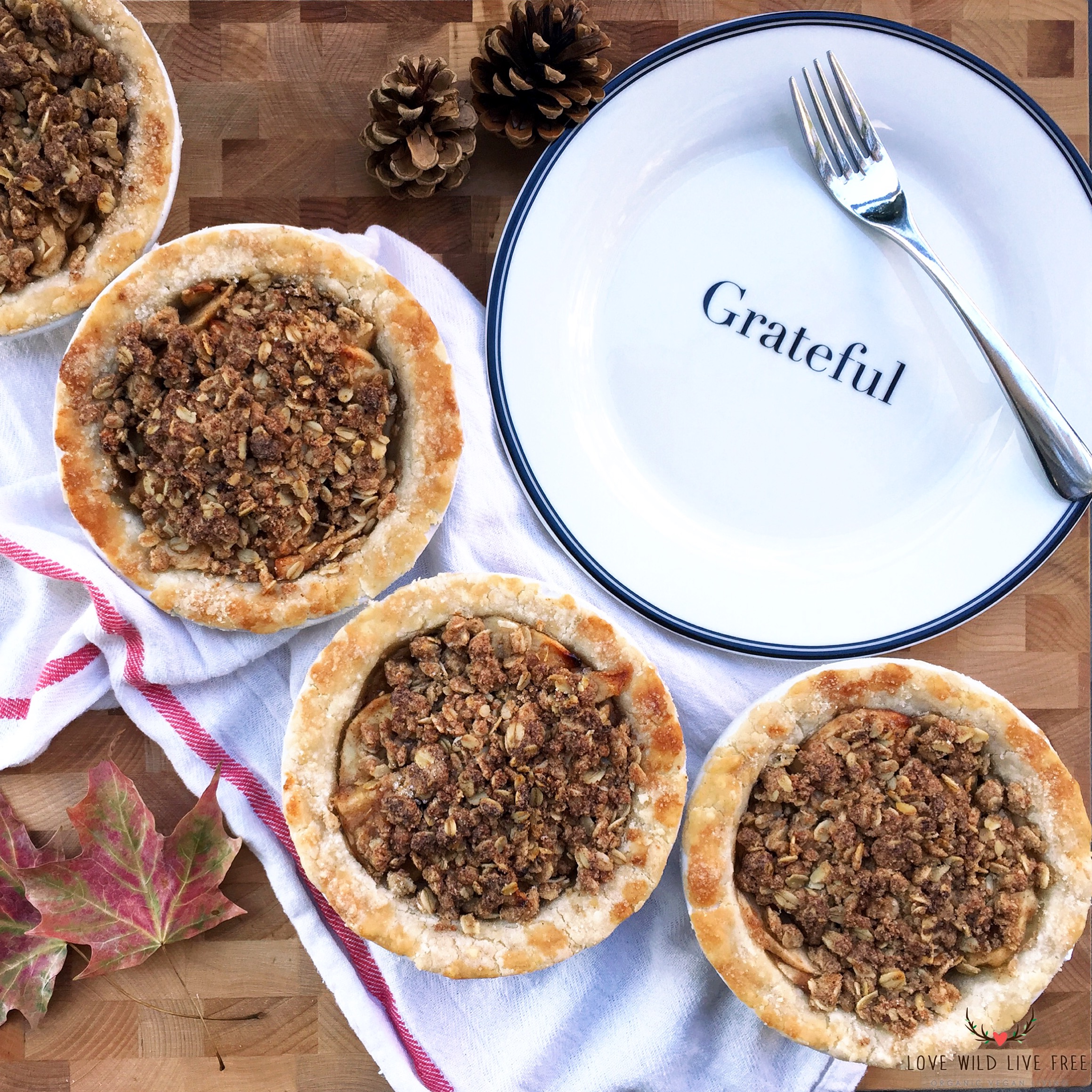 This Vegan Apple Crumble Pie is filled with cinnamon and sugar coated apples and topped with a decadent crumble topping. Get the recipe here . Photo by: Love Wild Live Free. 