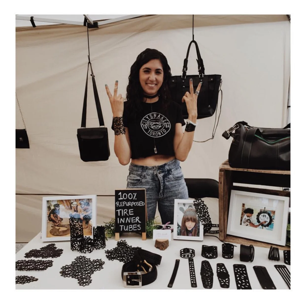 The lovely Chic Made Consciously owner Cassandra Ciarallo representing her Eco-Fashion brand at an event in Toronto. Photo by: Chic Made Consciously. 