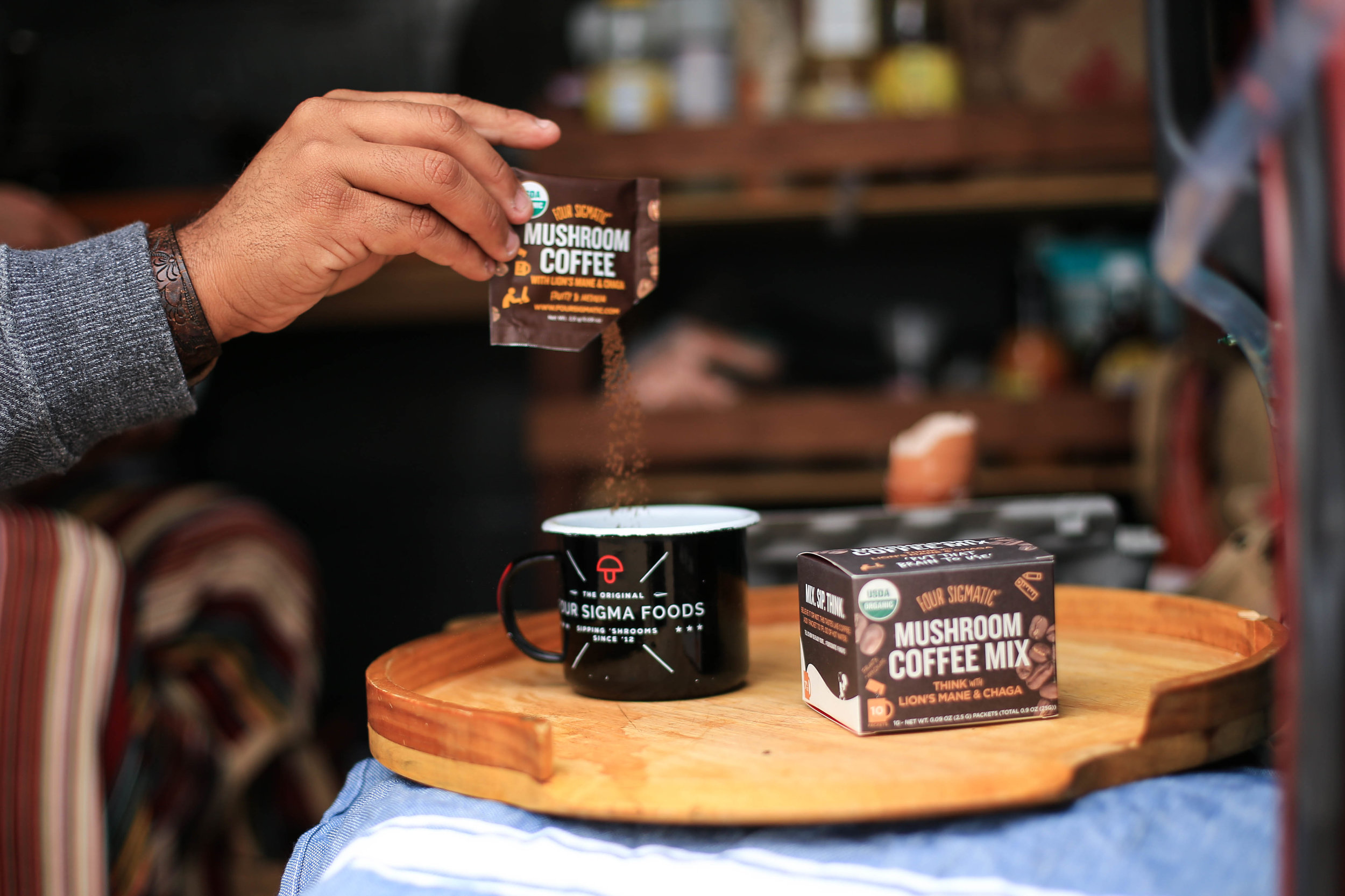 Four Sigmatic's Mushroom Coffee with Lion's Mane is designed to support focus and creativity. Drink at work, to study, or whenever your brain needs an energizing hug!