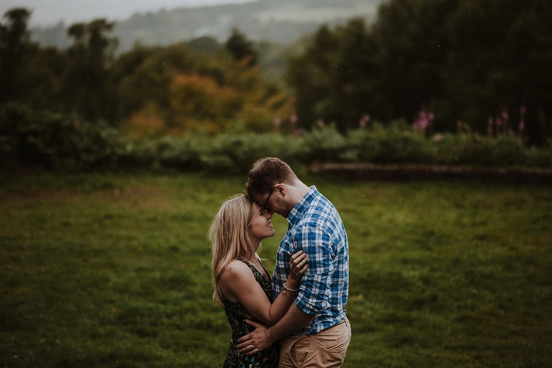 Wedding Photographer in Kent. Laura &amp; Ben's wet but beautiful engagement shoot at Toy's Hill.