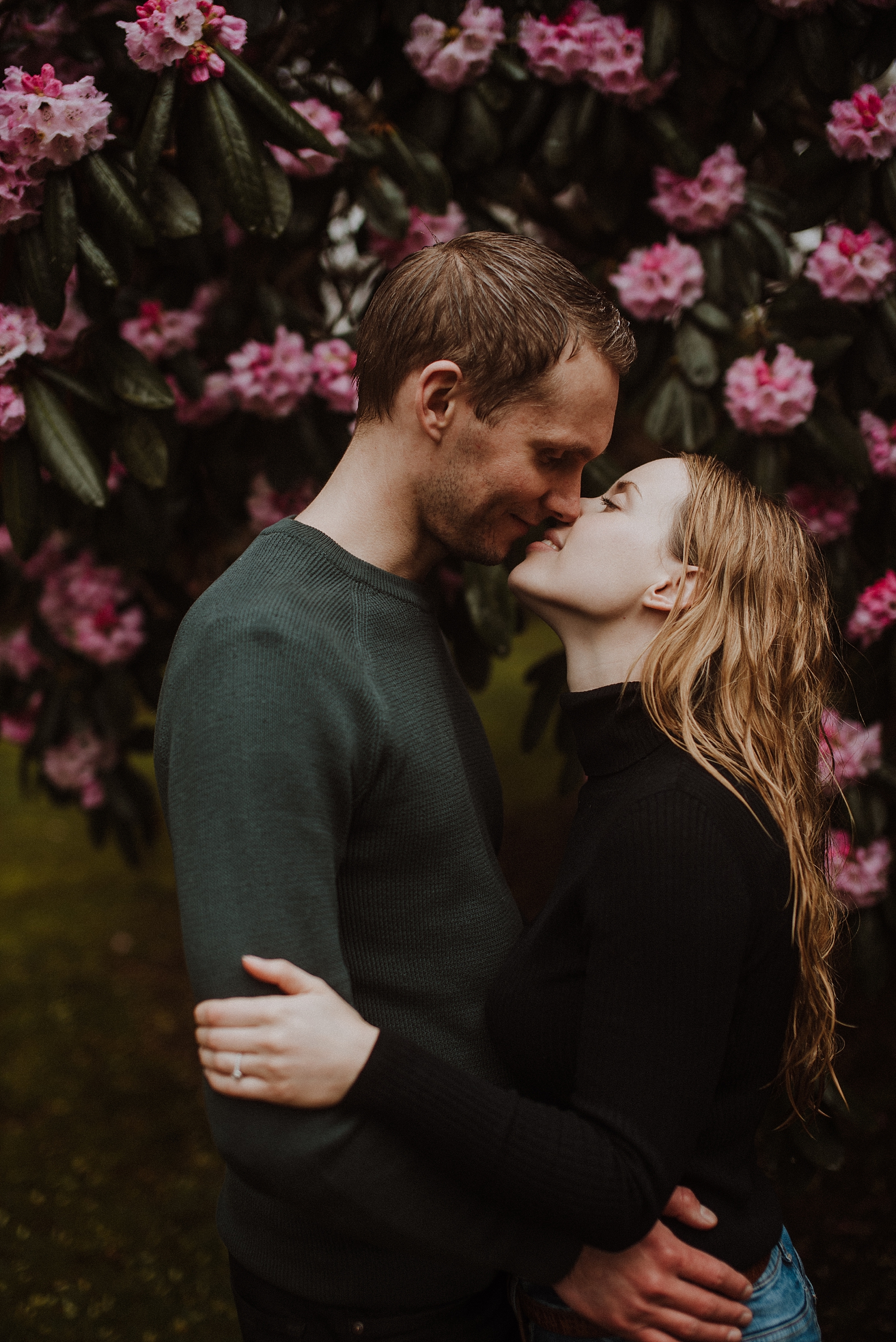 engagement photos in the rain
