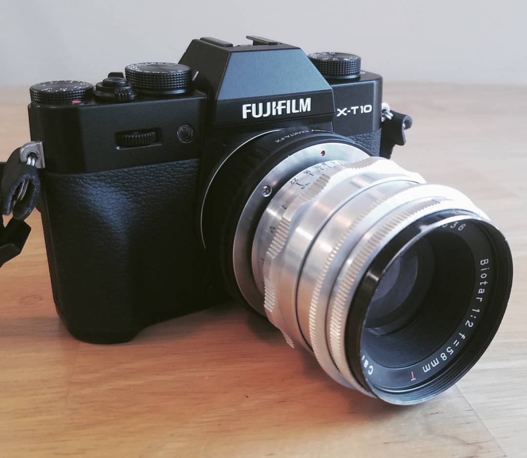 The Fujifilm X-T10 with an Exakta to FX adapter and Carl Zeiss Jena Biotar 58mm f/2