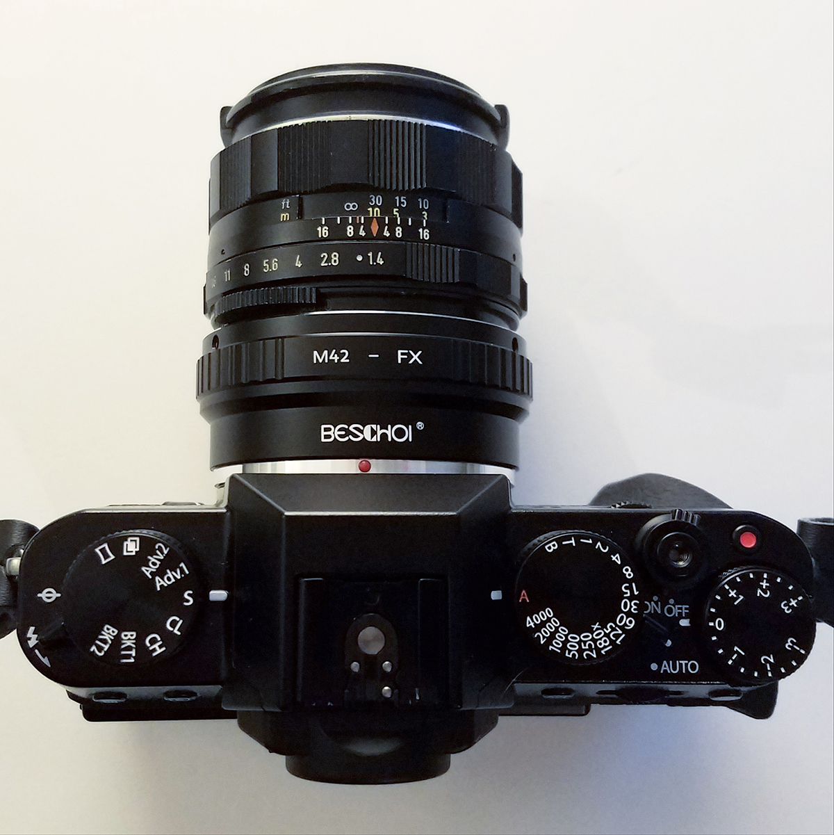 The Fujifilm X-T10 with an M42-FX adapter and Super Takmuar 50mm f/1.4