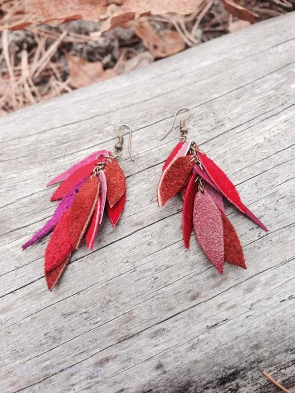 small handmade suede ristra (chilies) earrings