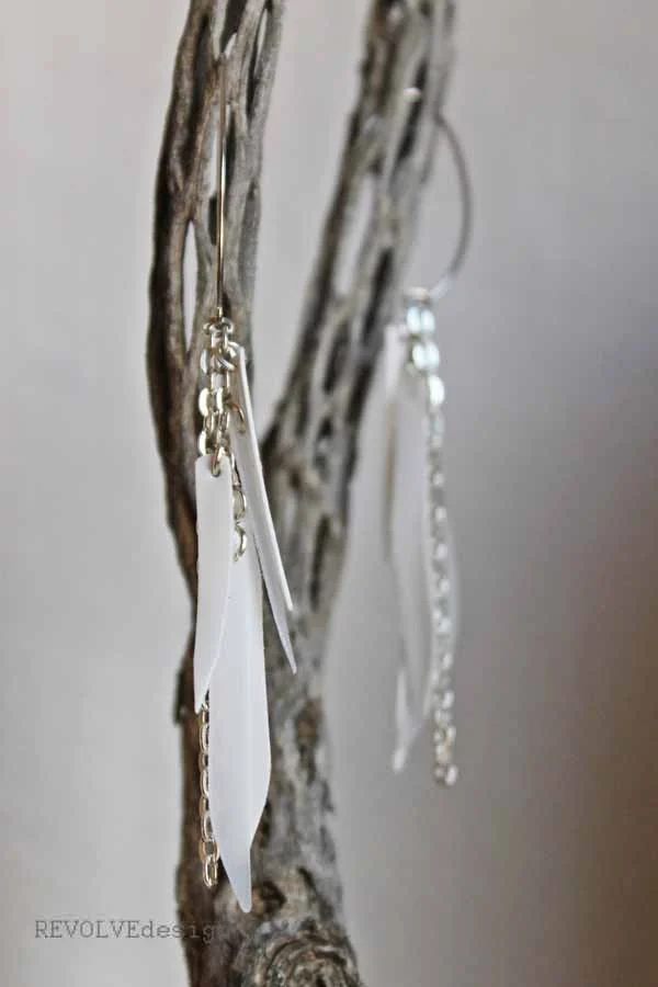Milk Jug 'grass blades' and chain earrings