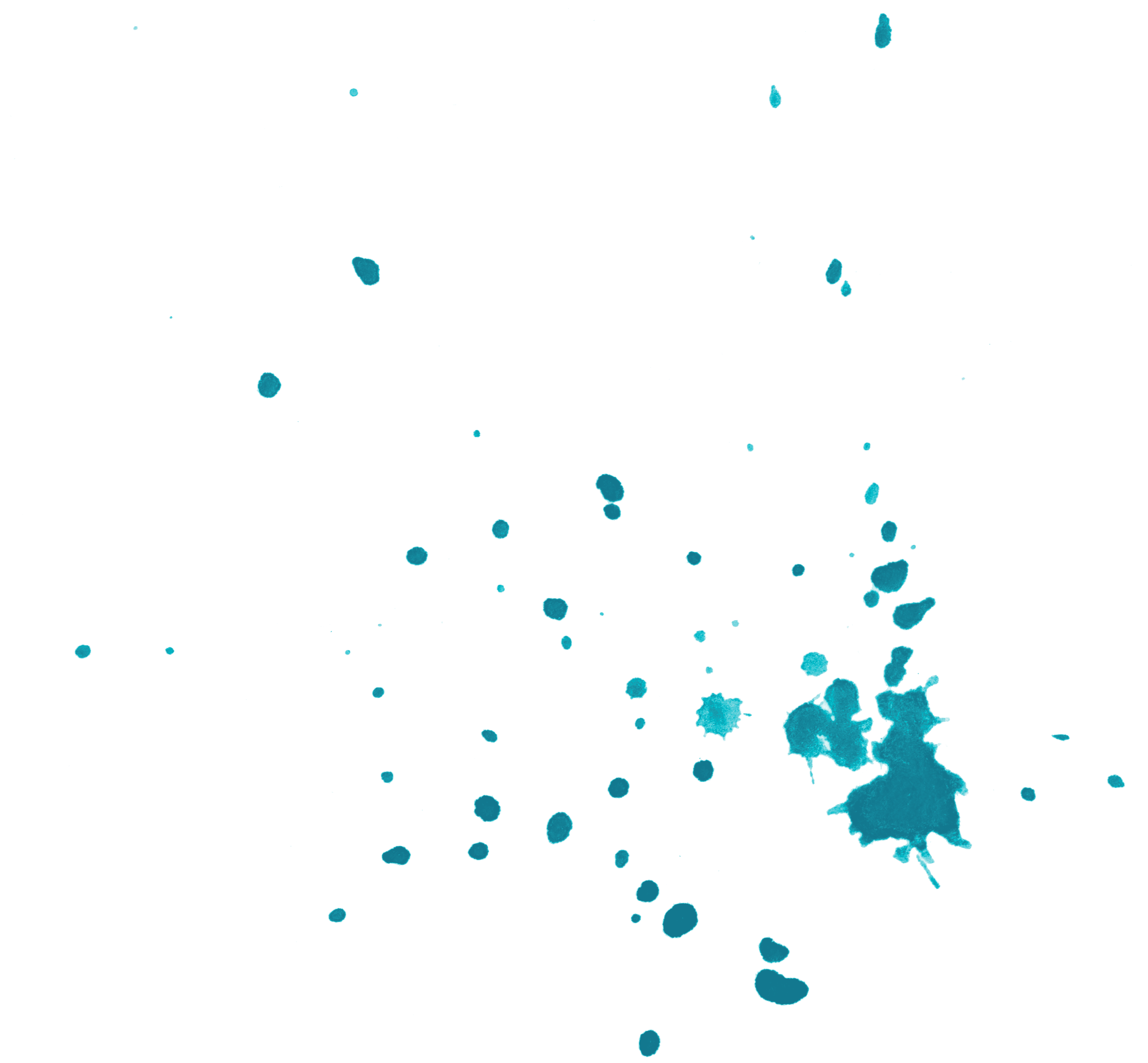 Teal paint splatter