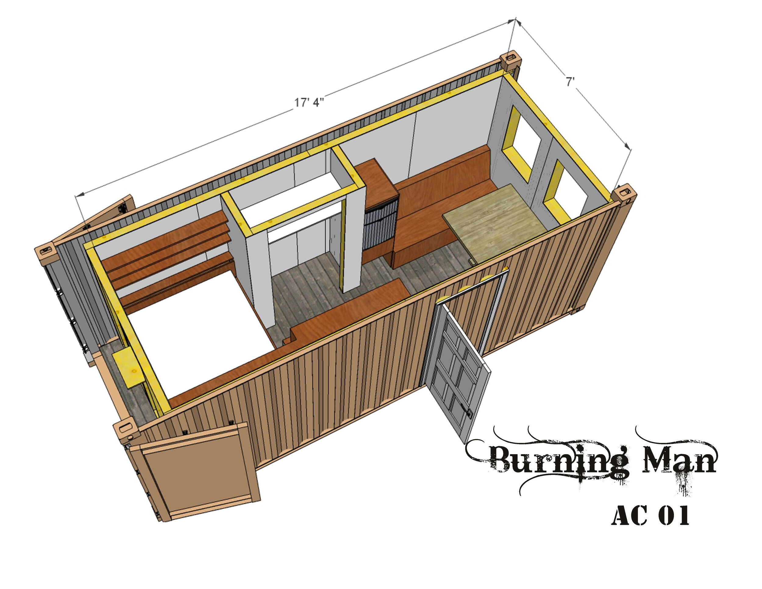 Burning Man staff housing apartment container design