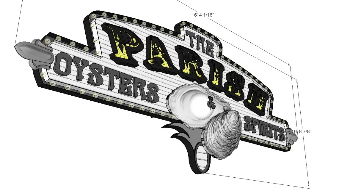 Sign design for Parish Oyster Bar Portland OR