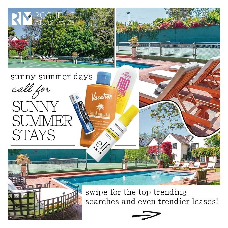 Swipe for the top trending searches and even trendier leases! 🌞🌴

2 just leased in Beverly Hills on Alpine, 1 available in Brentwood on Sunset &amp; 1 oceanfront condo in Santa Monica coming soon!

For YOUR next #SunnySummerStay buy, sell or lease 