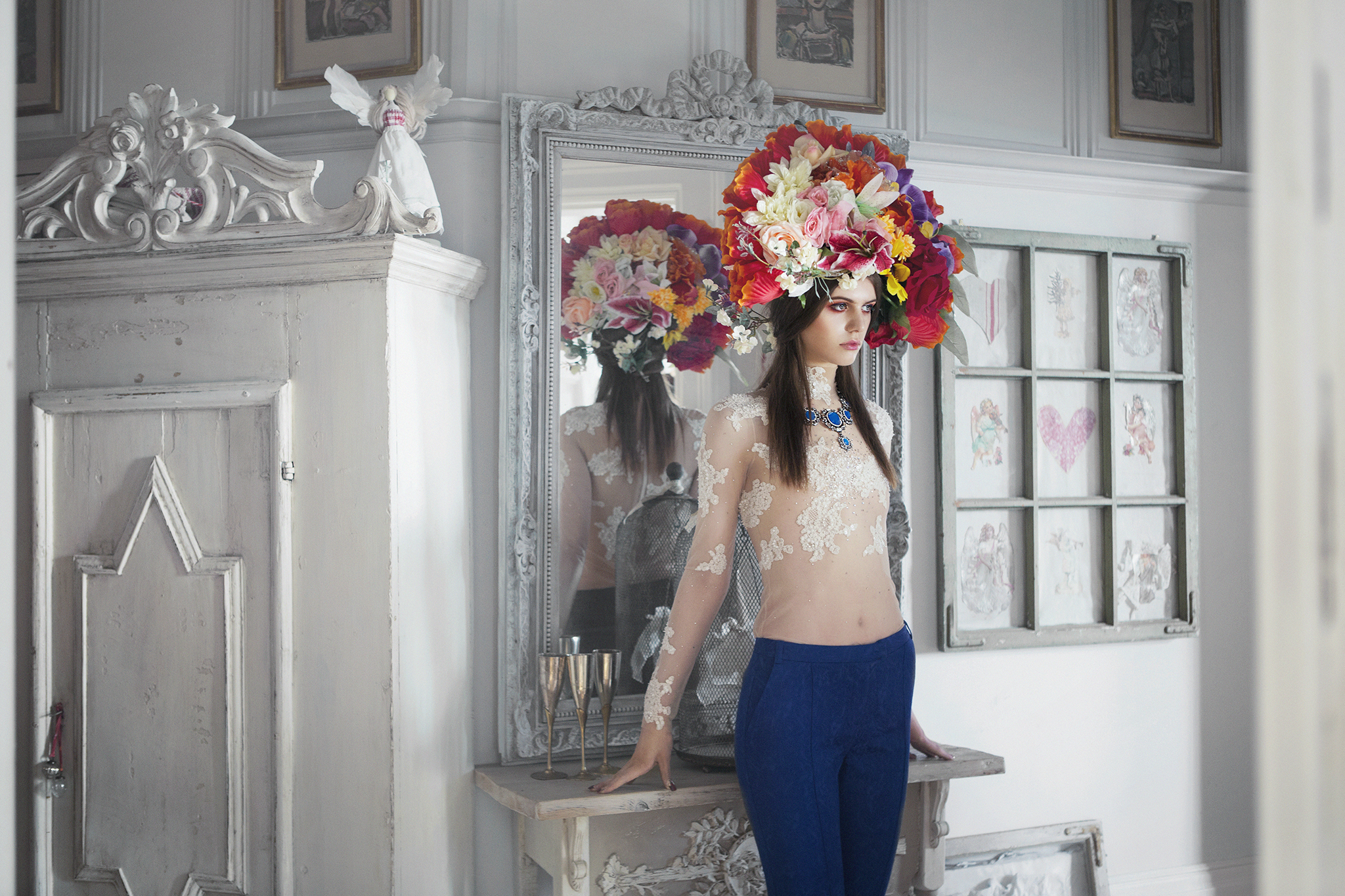 Top: Rinaree , Trousers: Topshop, Headpiece: Beksies Boutique Couture , Necklace: Stylists own