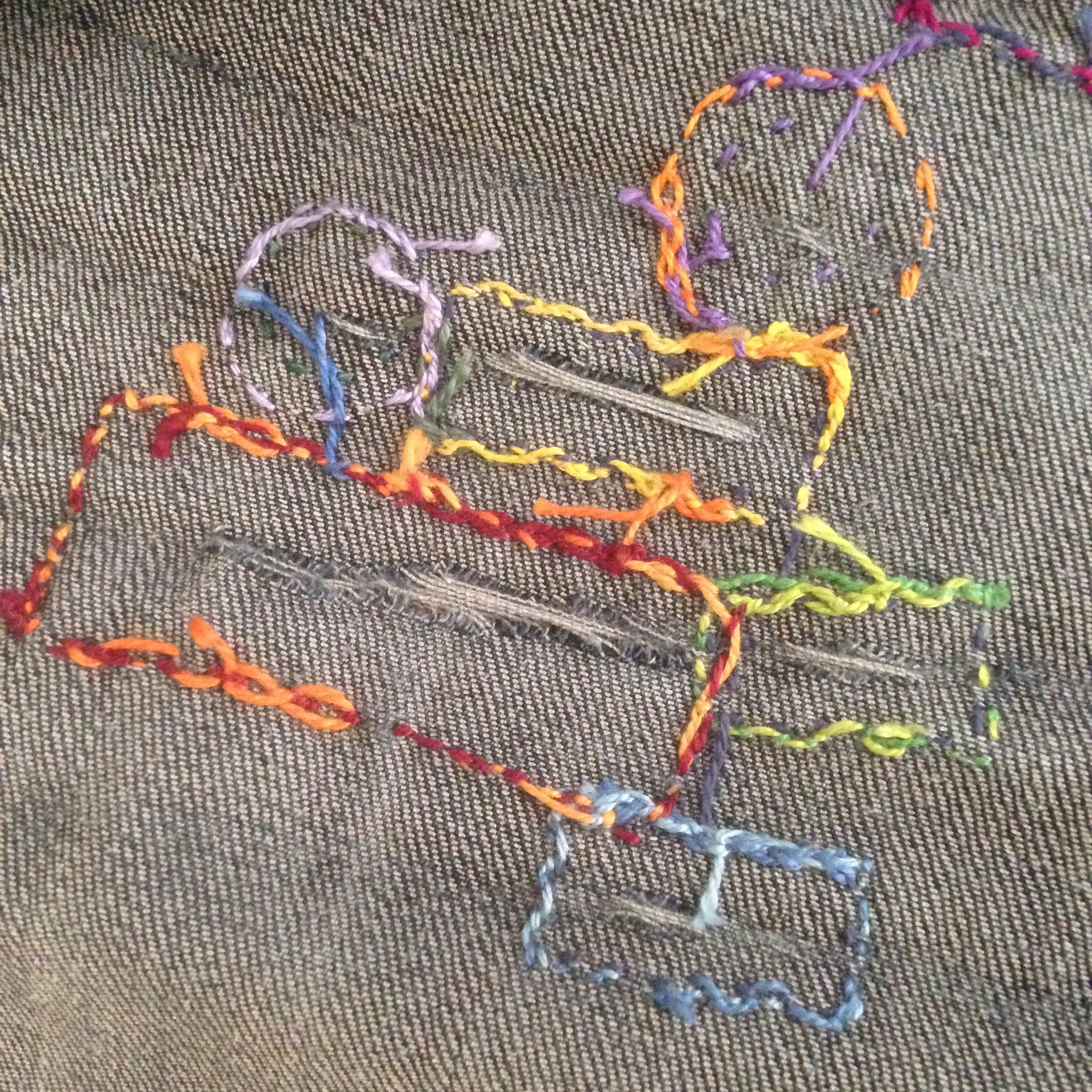I always love the back side of embroidered fabric
