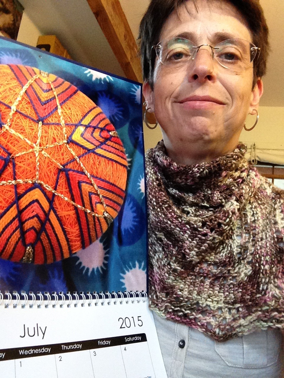 Linen and Lace shawl , sportweight version. Free pattern . 2015 Yarndance calendar; look for a new one for 2016, coming this fall.