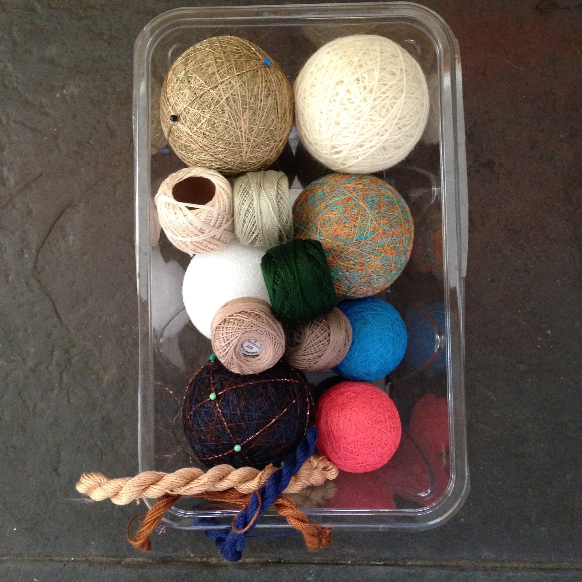 Preparing temari demos to work on at the booth