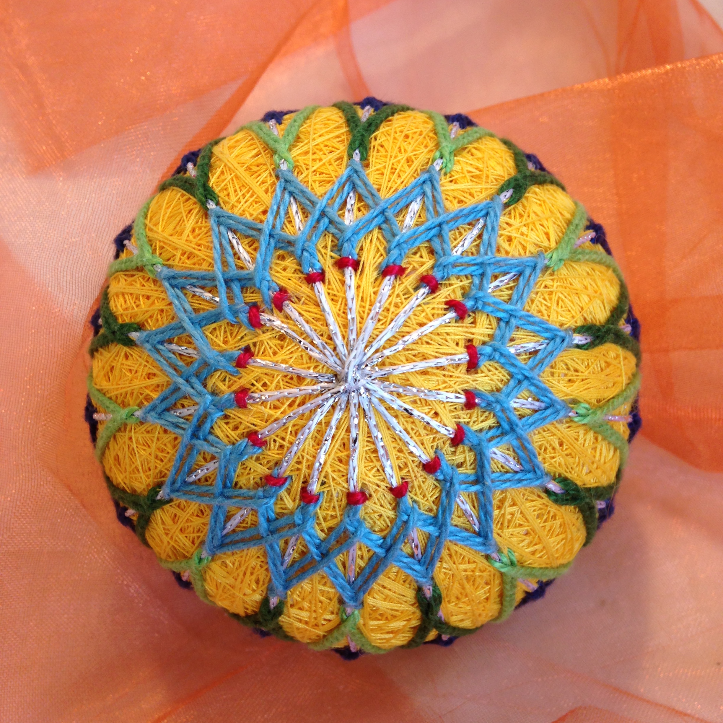 I did not intend to stitch a flower, but once completed this one reminds me of a daisy or sunflower.