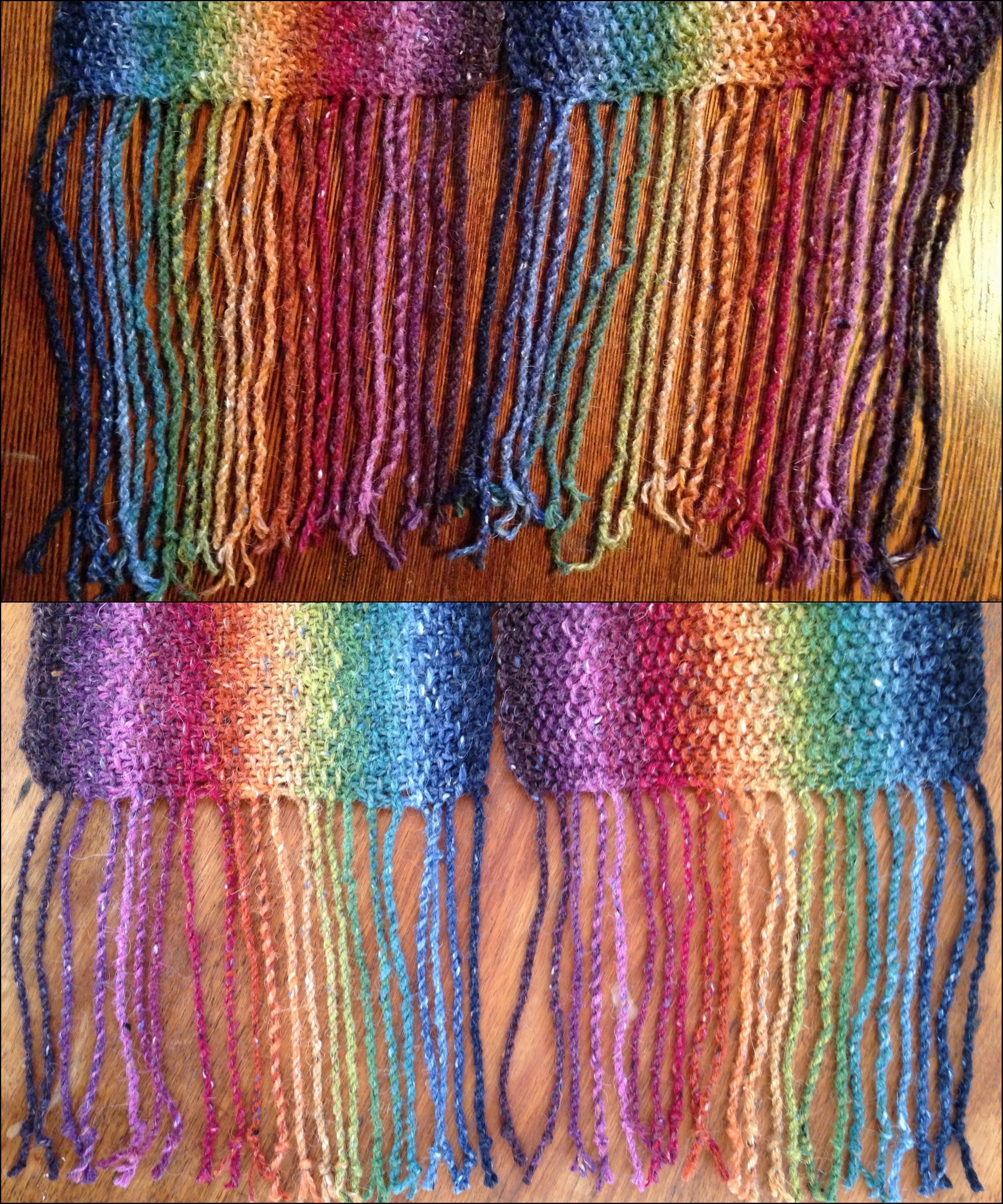 Before (top) and after (bottom) evening the fringe