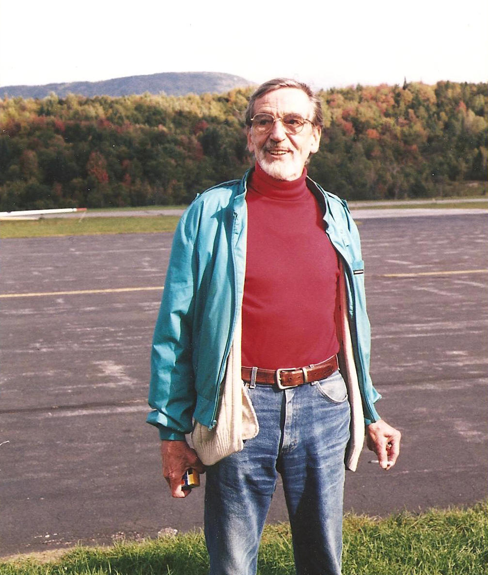 Getting ready for a glider ride to celebrate his 80th birthday, 1996