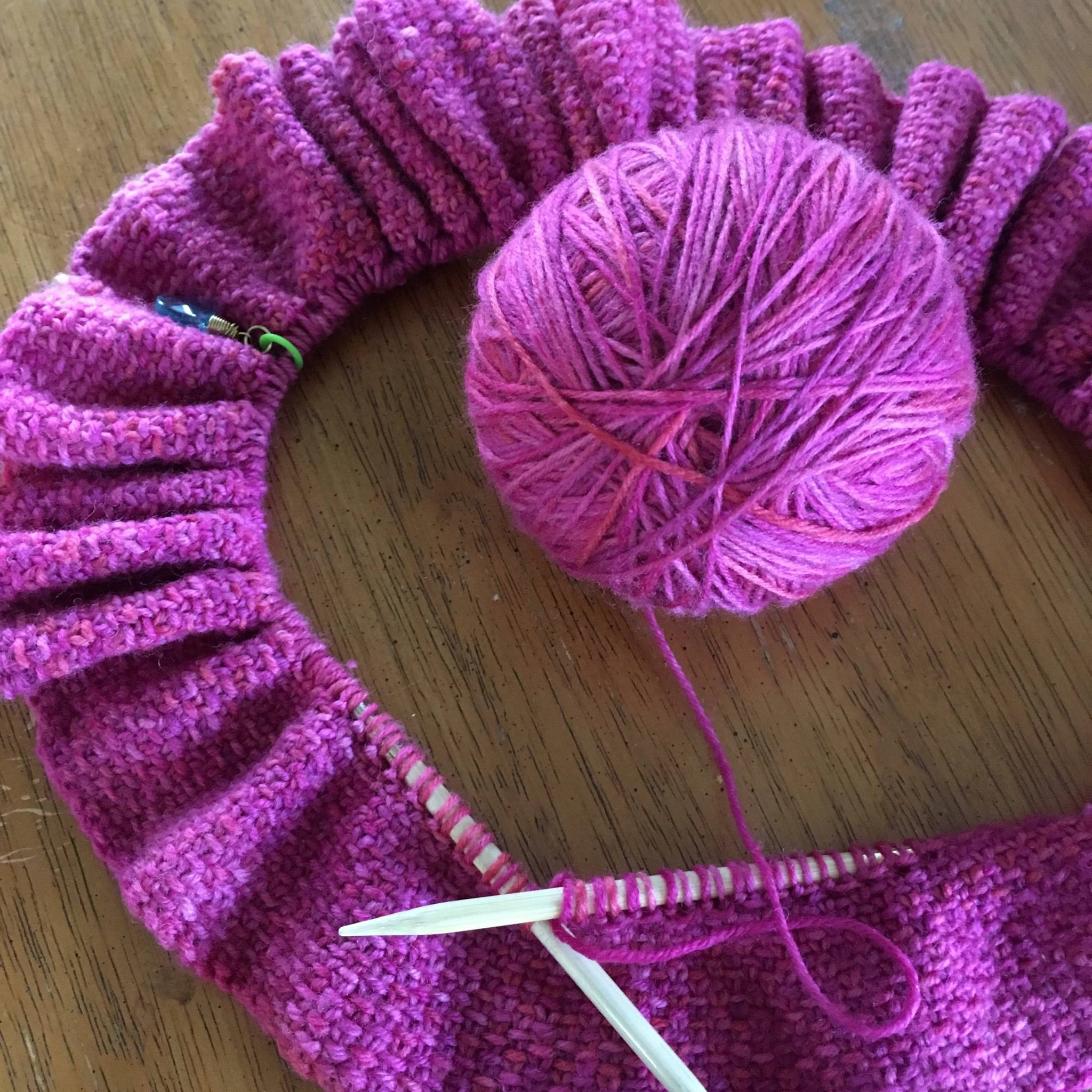Linen stitch infinity, in progress