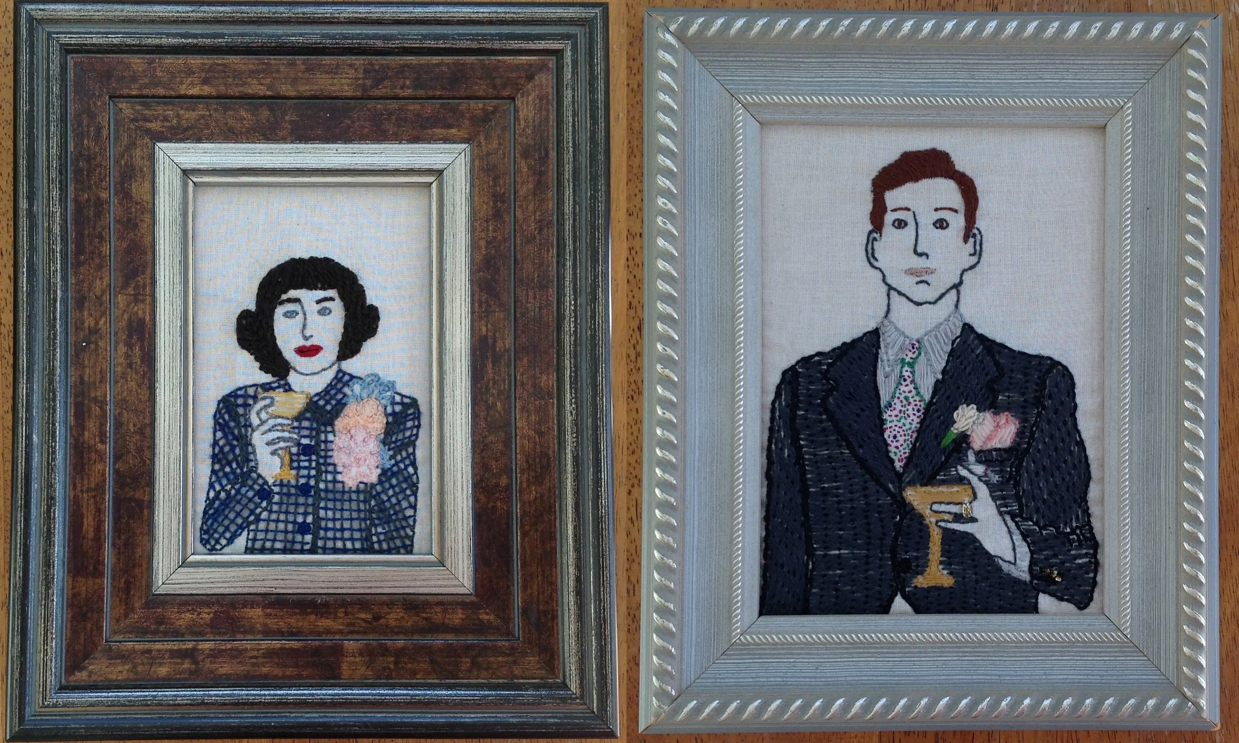 My embroidered interpretation of my parents' wedding photo, 2012