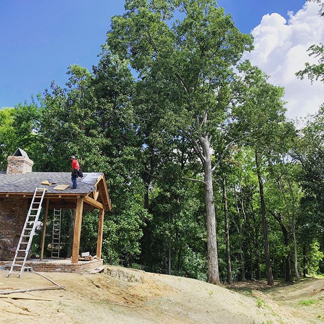 It&rsquo;s hot outside.  Soon, this family pavilion will bear the heat with louvered shutters, a ceiling fan, and lush landscaping.  Is it fall yet??? #landscapearchitecture #southerndesign #outdoorspaces #louisianalife