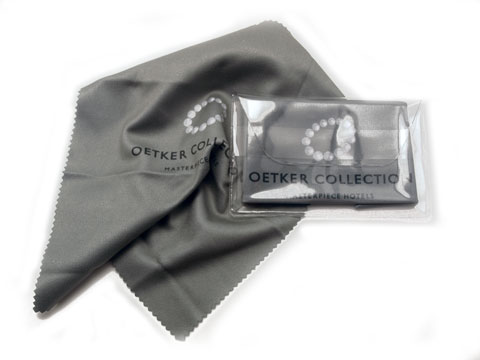 A deluxe hotel chain using lens cloths as gifts for guests