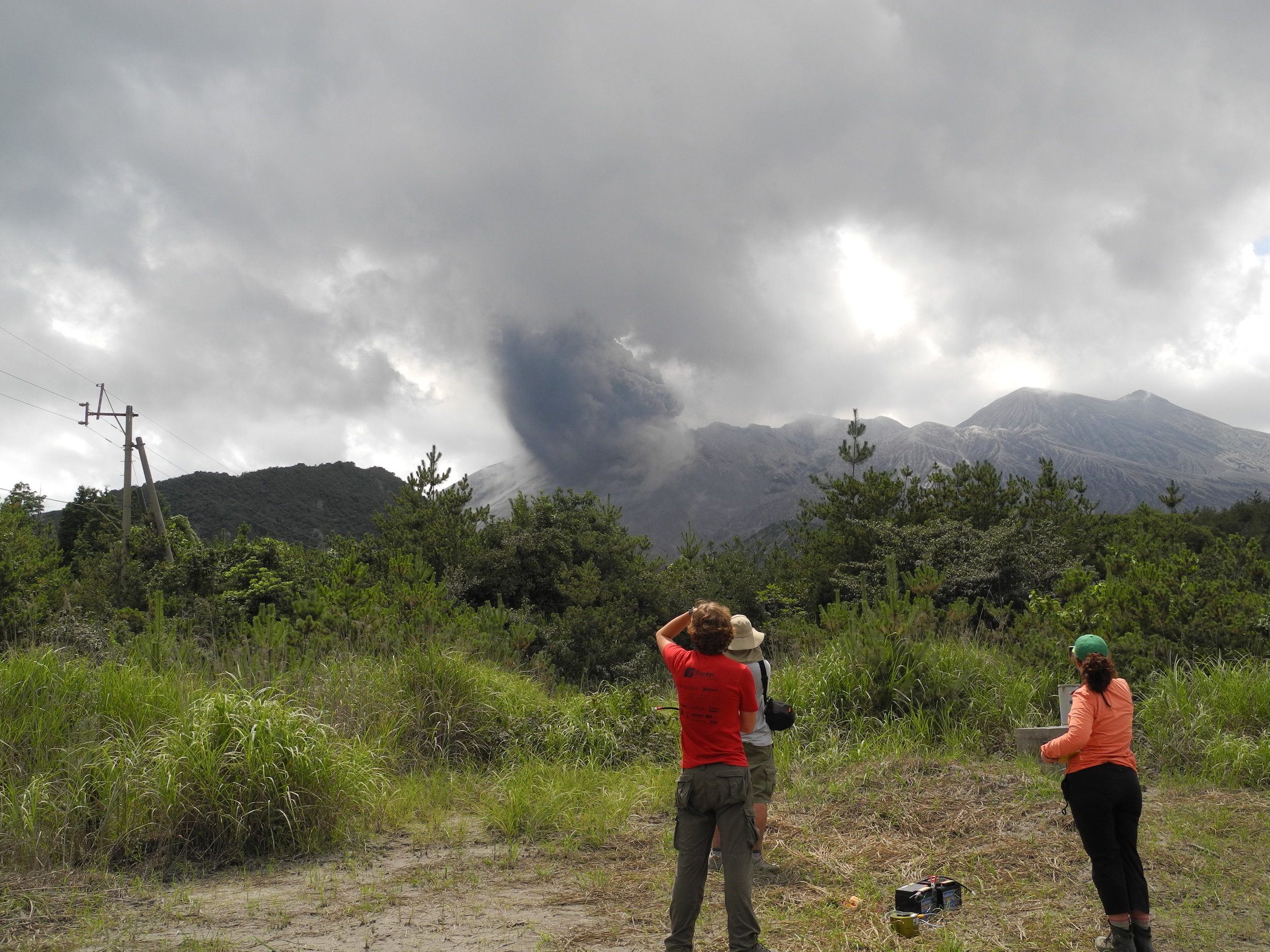 Eruption, Sakurajima Volcano, Japan - UAF Infrasound network deployment - July 2013, credit: D. Fee