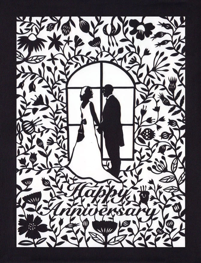 Wedding/Anniversary paper cut illustration