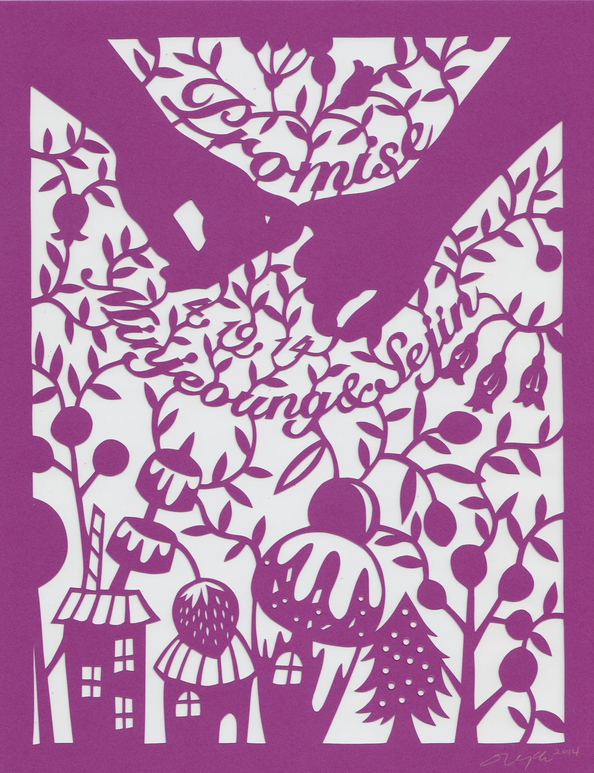 Wedding paper cut illustration