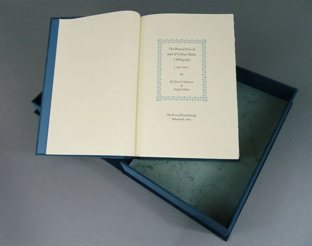 Deluxe binding clamshell box bound by Bonnie Thompson Norman of the Windowpane Press.
