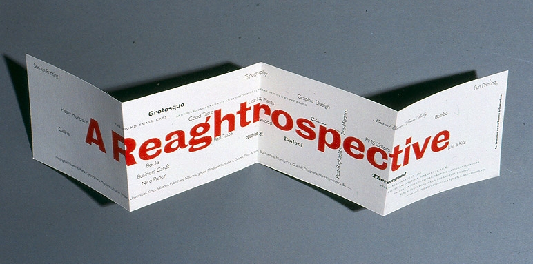 Reaghtrospective announcement, 5 x 25 inches. Patrick Reagh, Arundel Books, 1993
