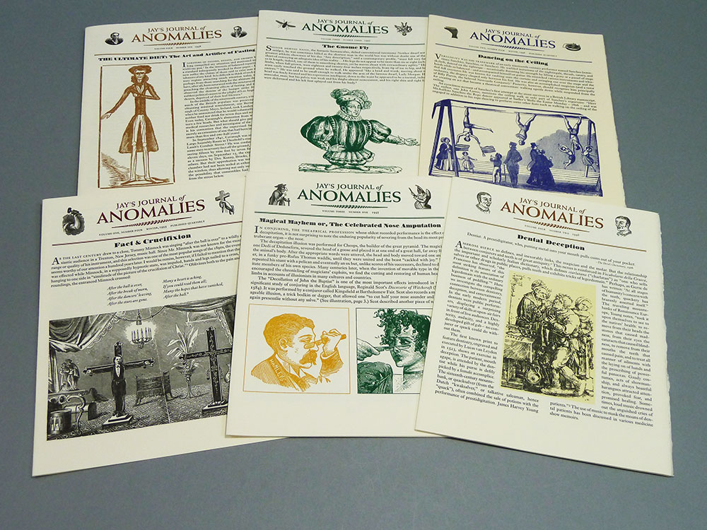  Six of sixteen issues of&nbsp; Jay's Journal of Anomalies , Ricky Jay. Published by the author and William &amp; Victoria Dailey, 1995–1998. 