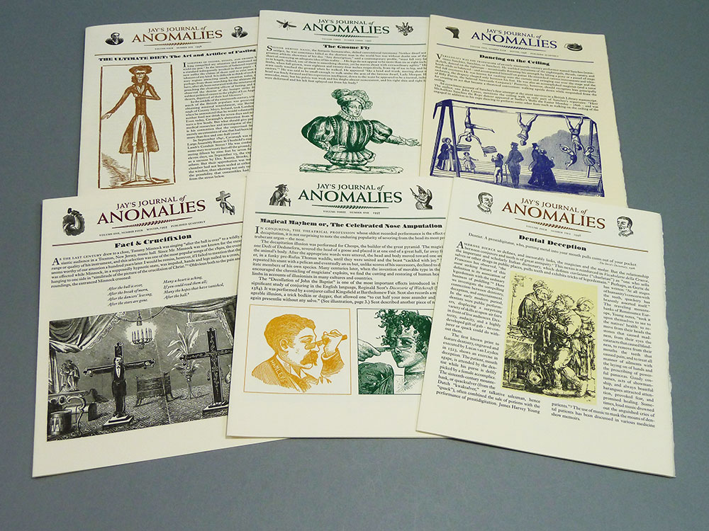 Six of sixteen issues of Jay's Journal of Anomalies , Ricky Jay. Published by the author and William & Victoria Dailey, 1995–1998.