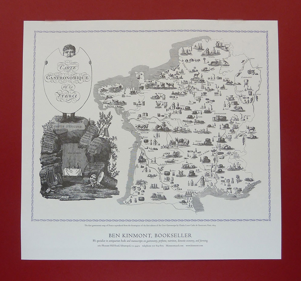   Carte Gastronomique de La France .&nbsp;Map, 16.5 x 20 inches.&nbsp; Ben Kinmont , 2009. 