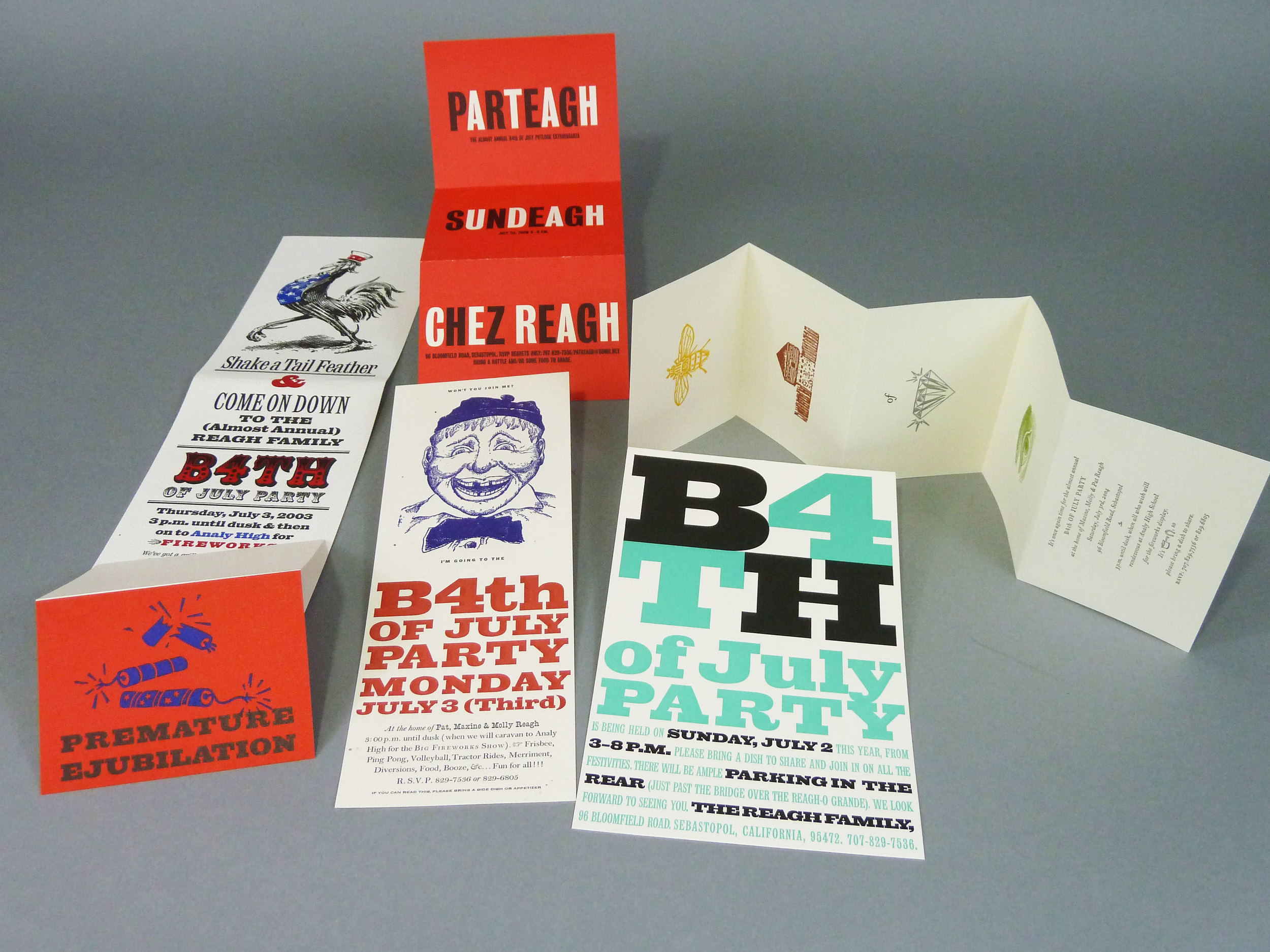  Annual invitations for the B4th-of-July parties (held on July 3rd). Patrick Reagh, 1997. . . 
