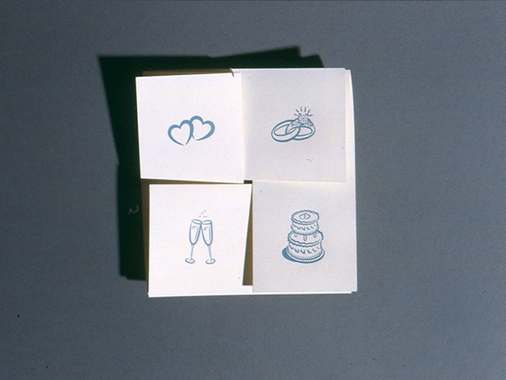 Wedding invitation, folded.