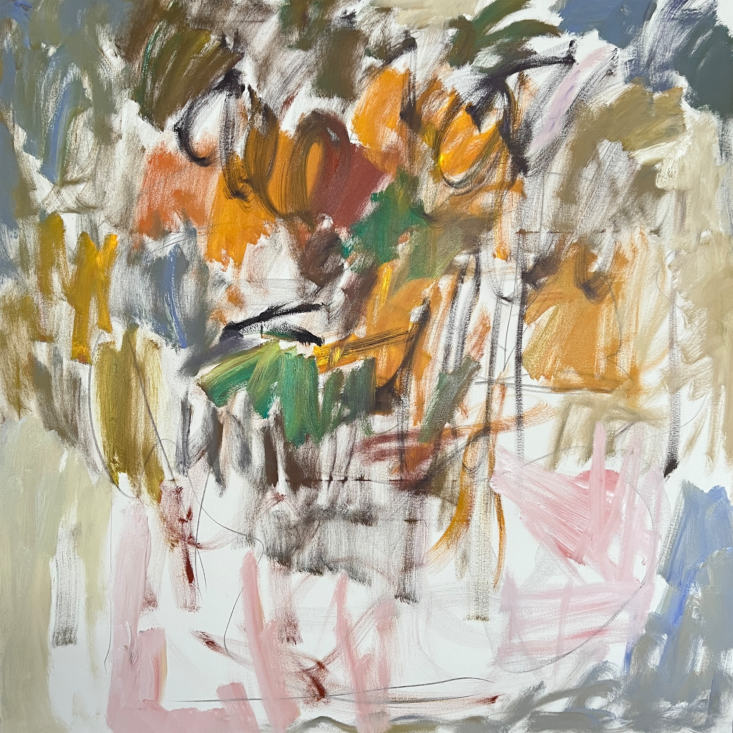 Pink Vase, Orange Bouquet