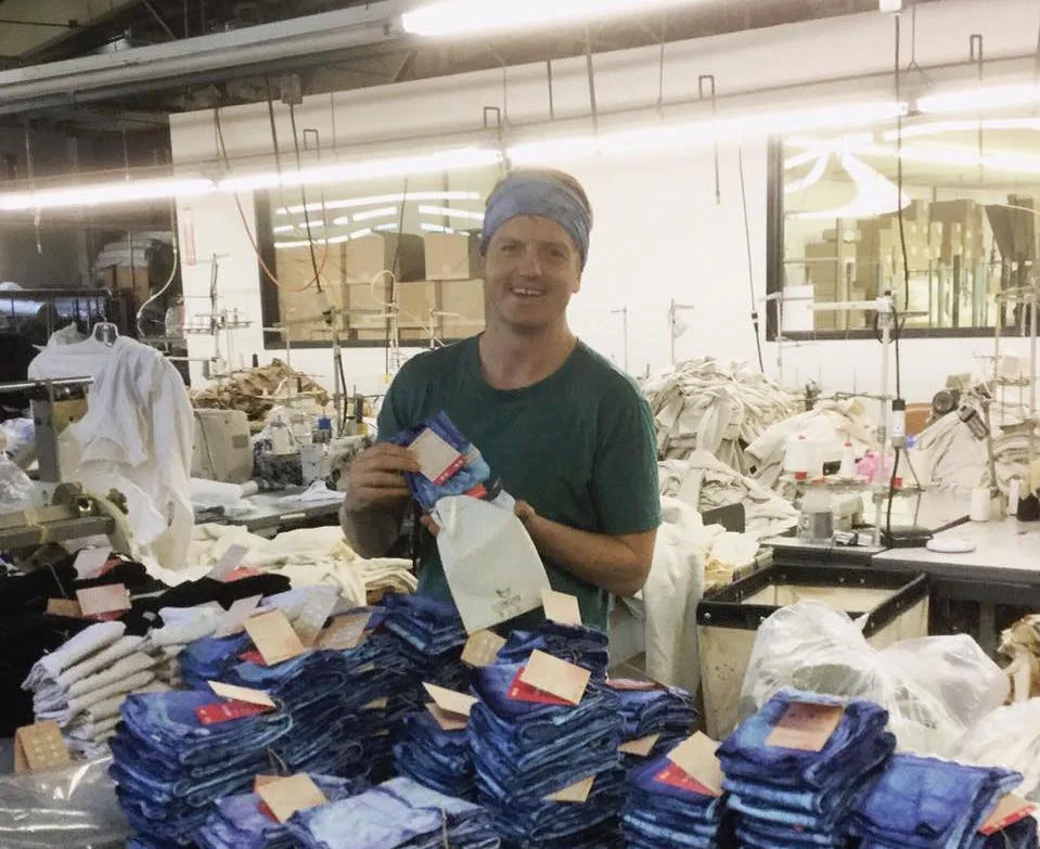 KOOSHOO co-founder, Jesse, packing kids pants back in 2015.