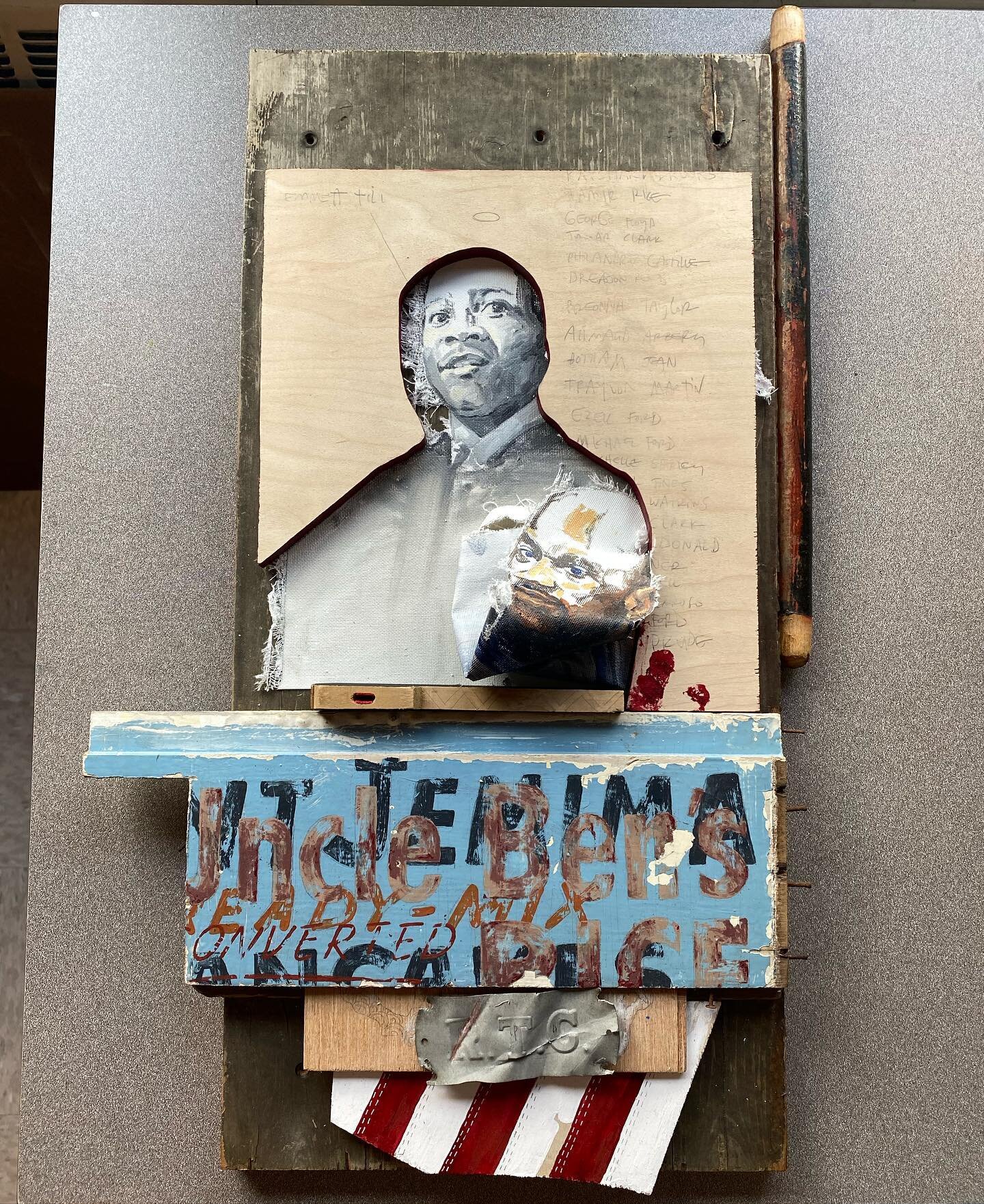 carving out time for my own work within a year of all-new-projects (which need exemplars) is hard... feeling like i&rsquo;m closing in on finishing this, the first piece in what will be a new series on race in america. #emmetttill #danielprude #ameri