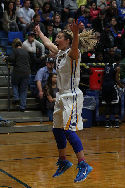 (Photo by Bill Higgins) Lexie Stephens guarding the inbound pass last week against Paris High.