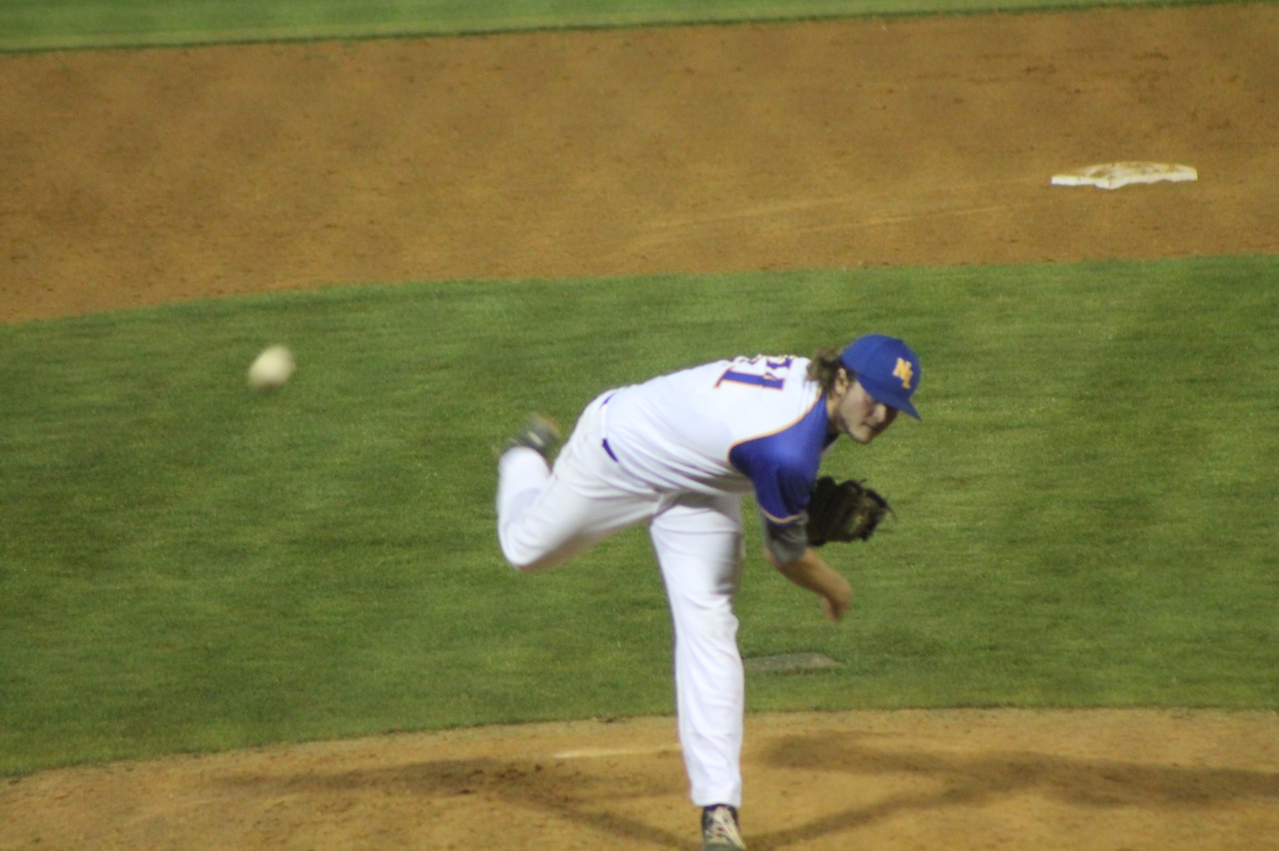 Evan Niblett throwing a pitch Friday Night against Pittsburg.