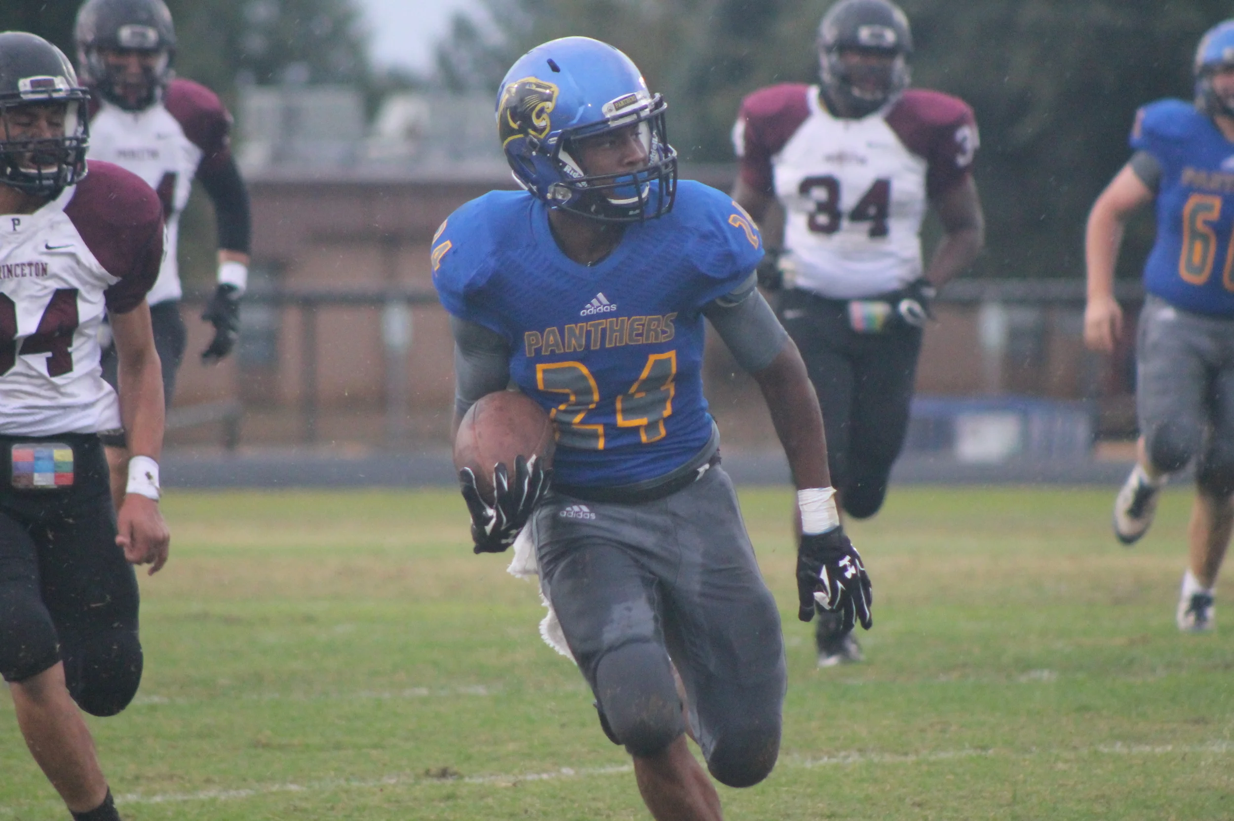 (Photo by Maddy Routon) Javon Franklin with a touchdown run against Princeton Friday night.