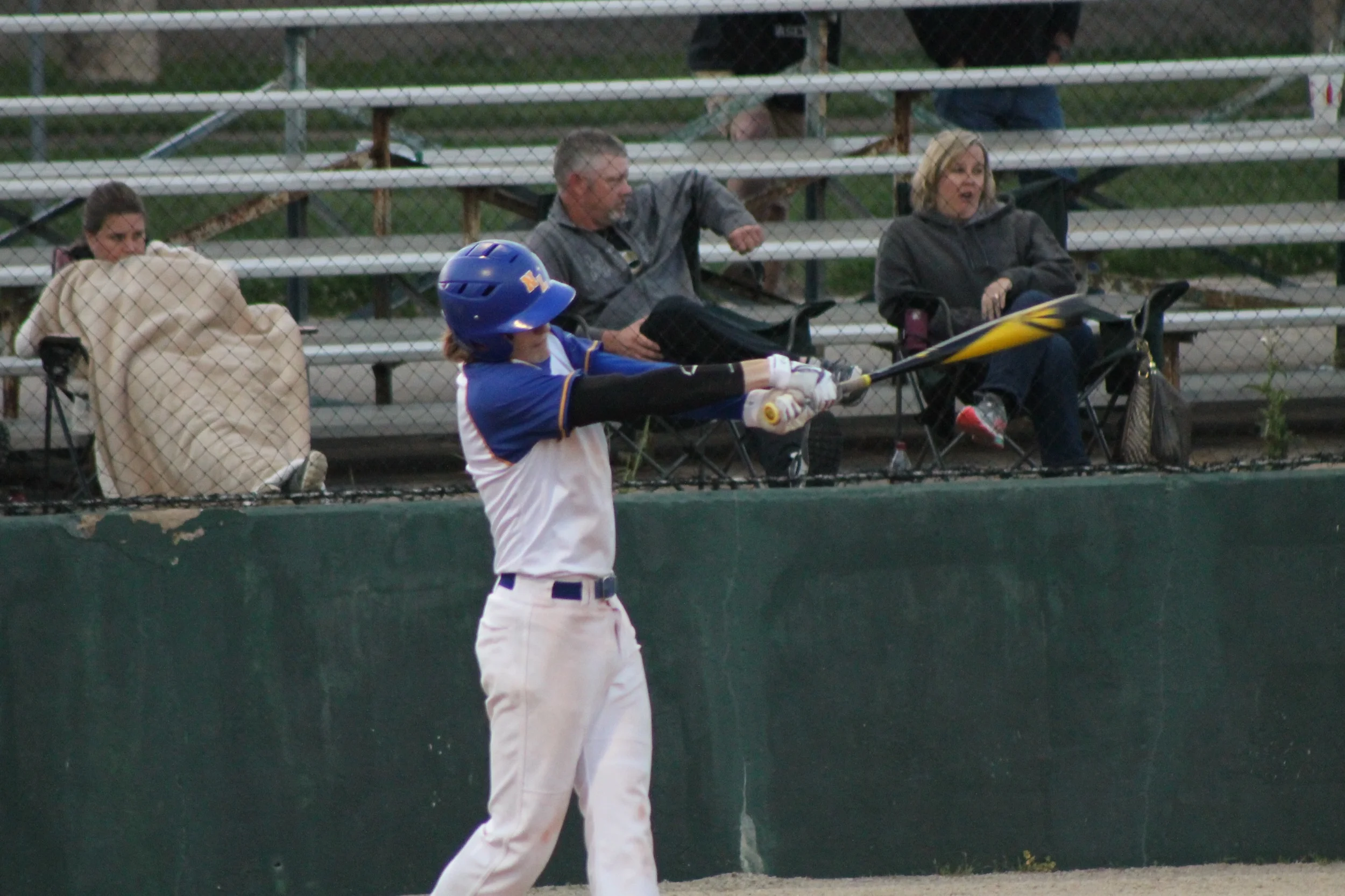 Chad Box with a hit during a game earlier this year. 