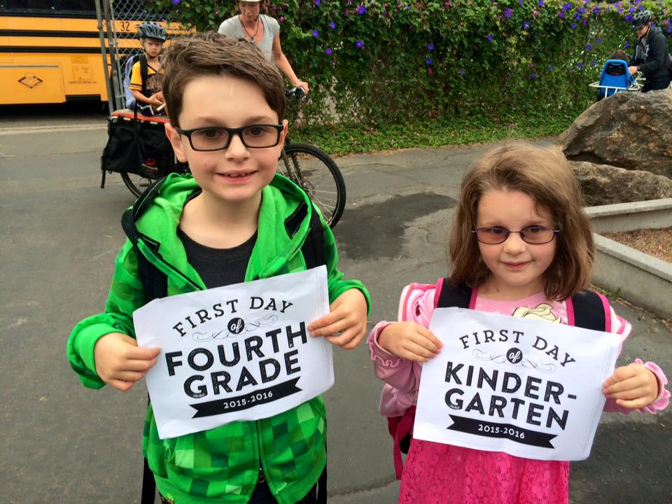 Elliott and Junia's First Day of School, 2015