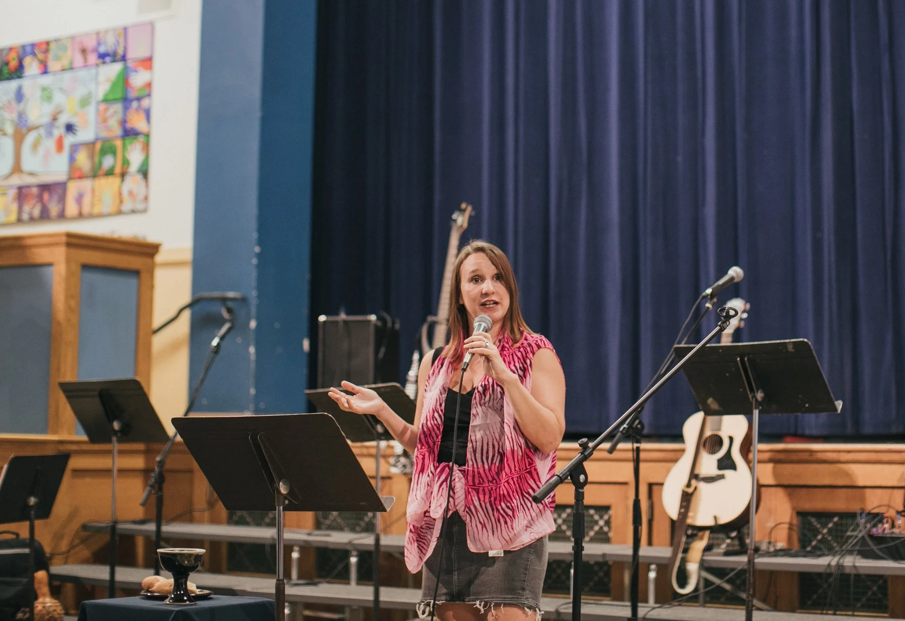 Lead Pastor Leah Martens preaching at a Haven service.