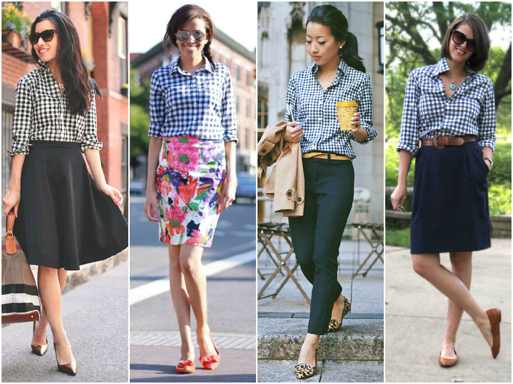 I've been seeing lots of gingham and I love the black and white combination since I wear a lot of black. It's easy to pair with black slacks or a black skirt and change up the color of my accessories. I'm thinking to wear it with my red and tan shoes/bag combination and some fun accessories. 
