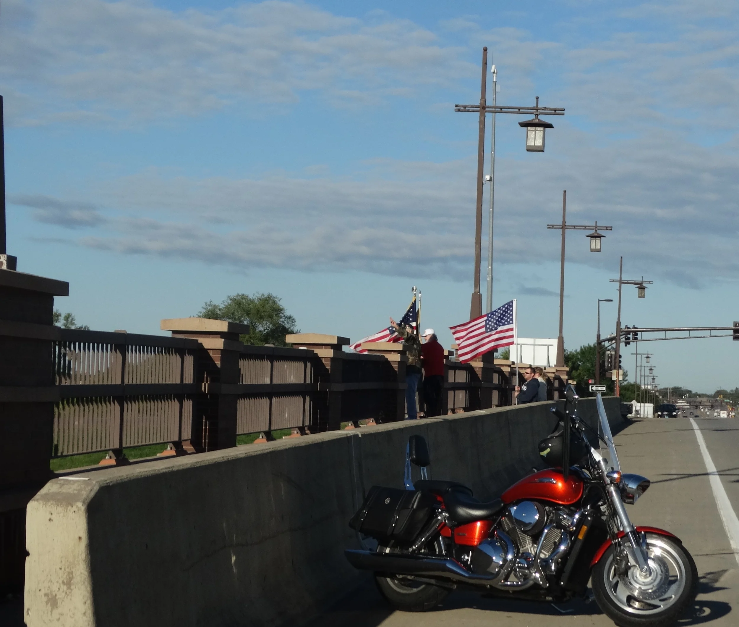 Fireman, veterans and others held flags in memory of 9-11-01 