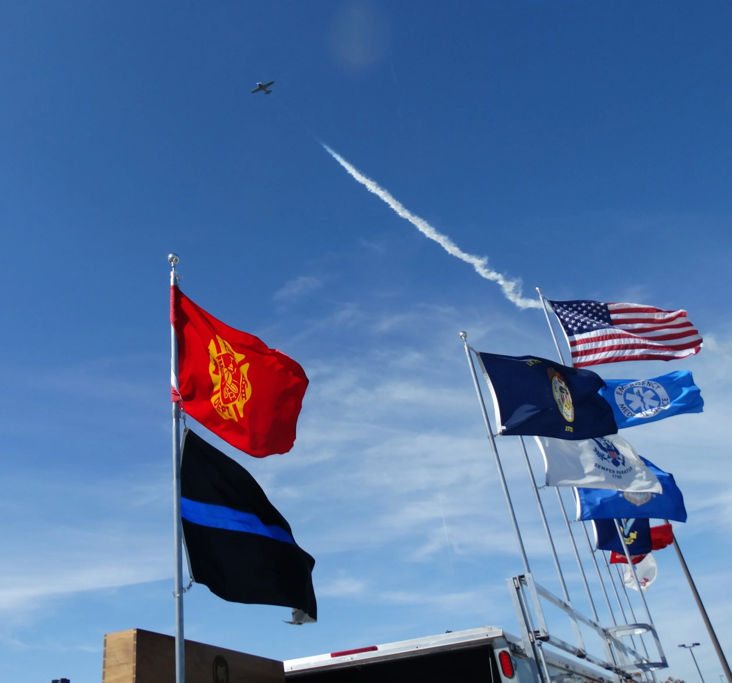 Flyover by vintage WWII planes