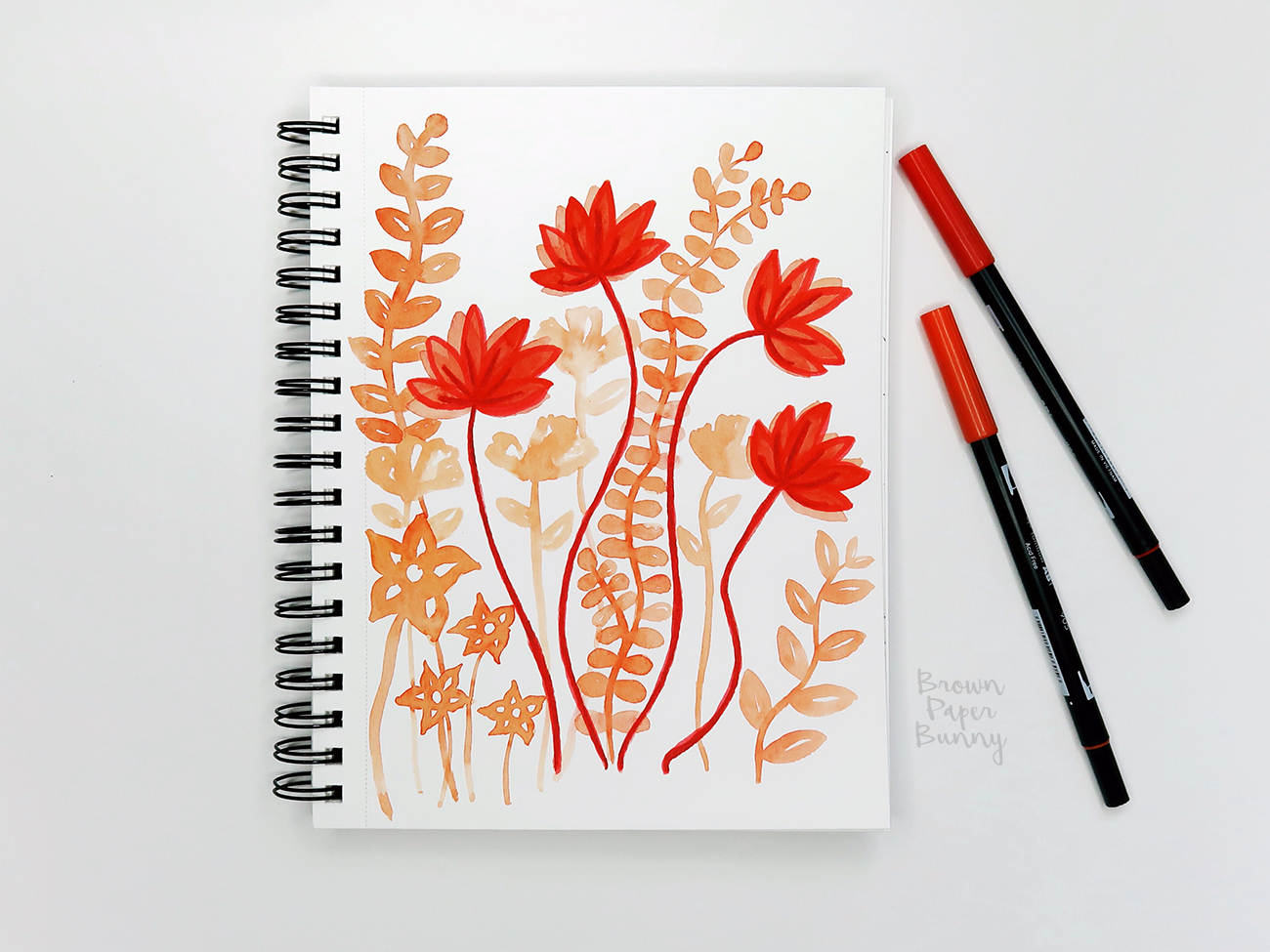 Create Watercolor Flowers Using Markers — Brown Paper Bunny Studio