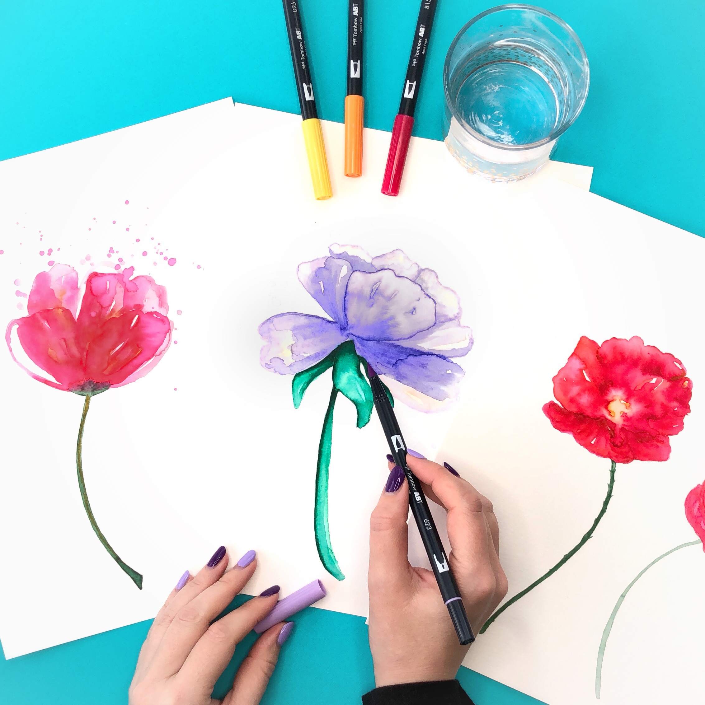 How To Create Watercolor Flowers With Markers Brown Paper Bunny Studio So, why are we focusing on flowers, specifically, you might ask. create watercolor flowers with markers
