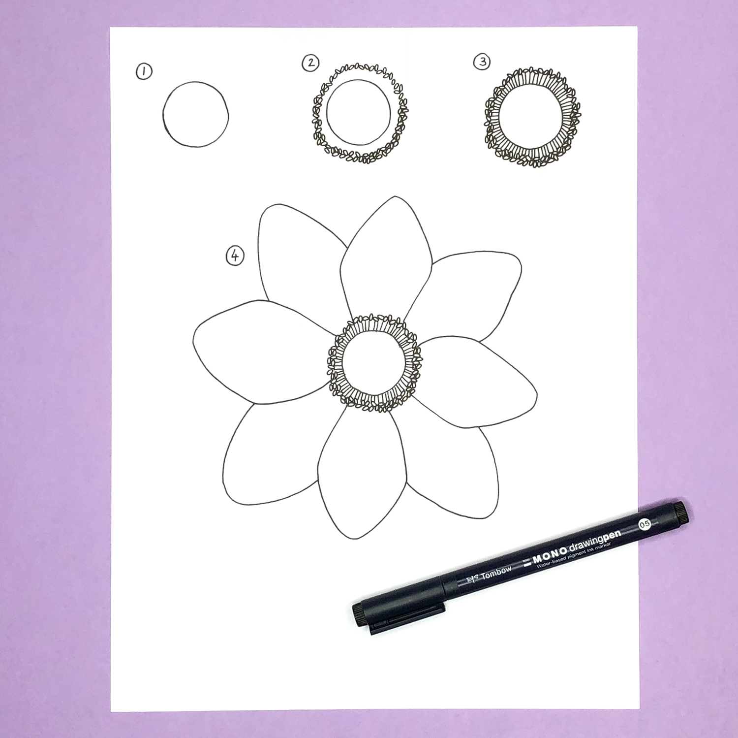 How To Draw An Anemone Flower Brown Paper Bunny Studio