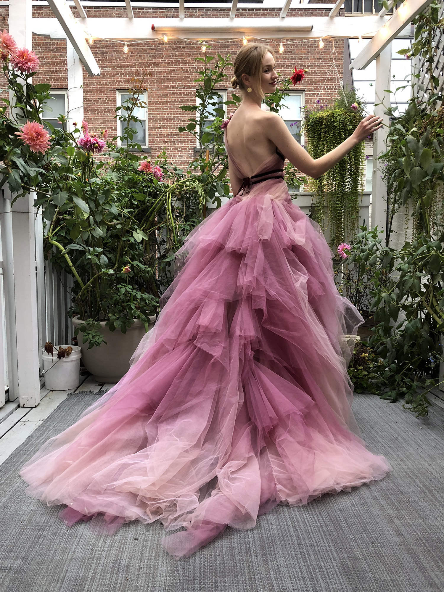 The impossibly tall and gorgeous Clara McSweeny , wearing a stunning Marchesa gown.